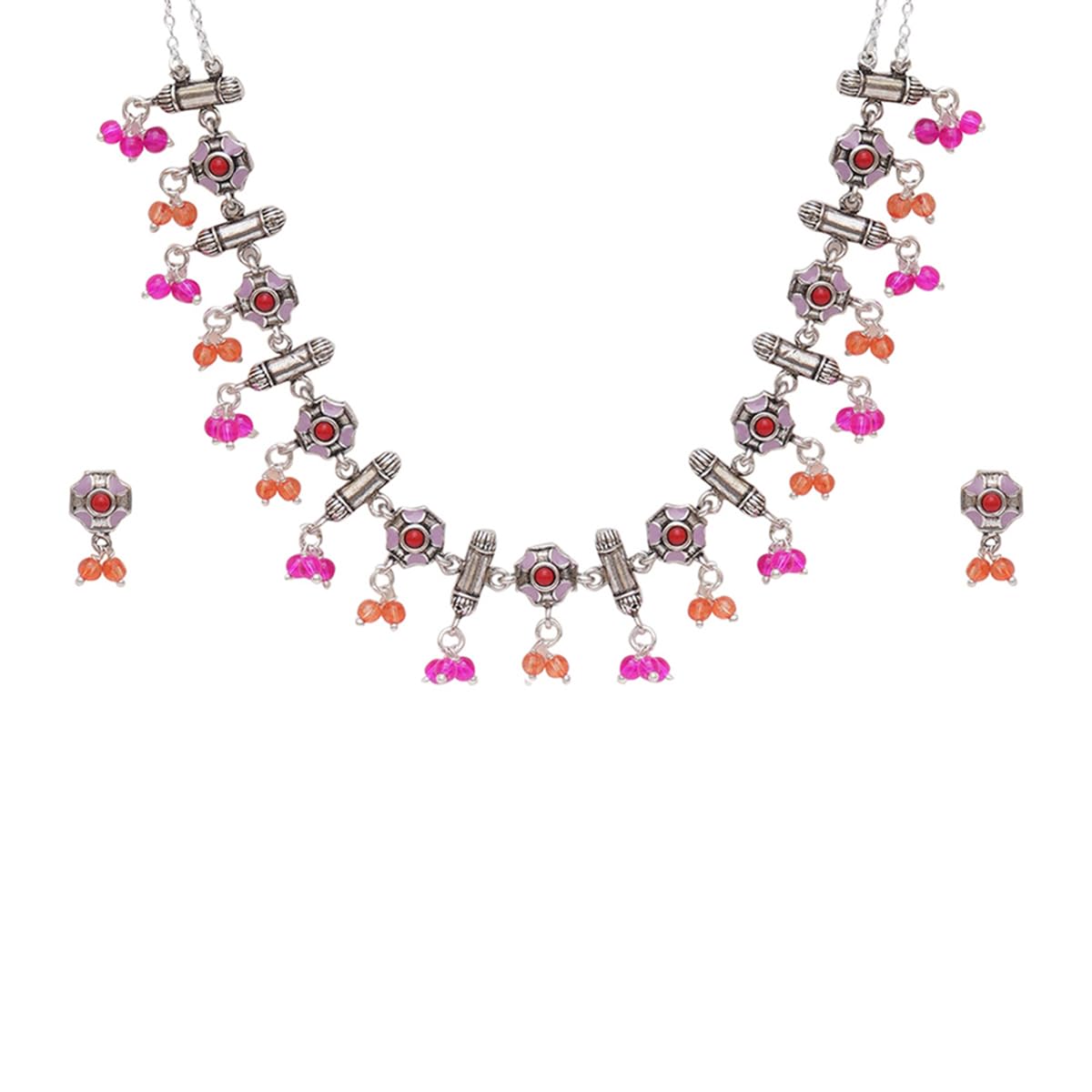 VOYLLA Festive Hues Intricate Enameled Choker Necklace Set with Artisanal Motifs and Pink Beads (B0BN6BMDHR) Amazon Price History, Amazon Price Tracker