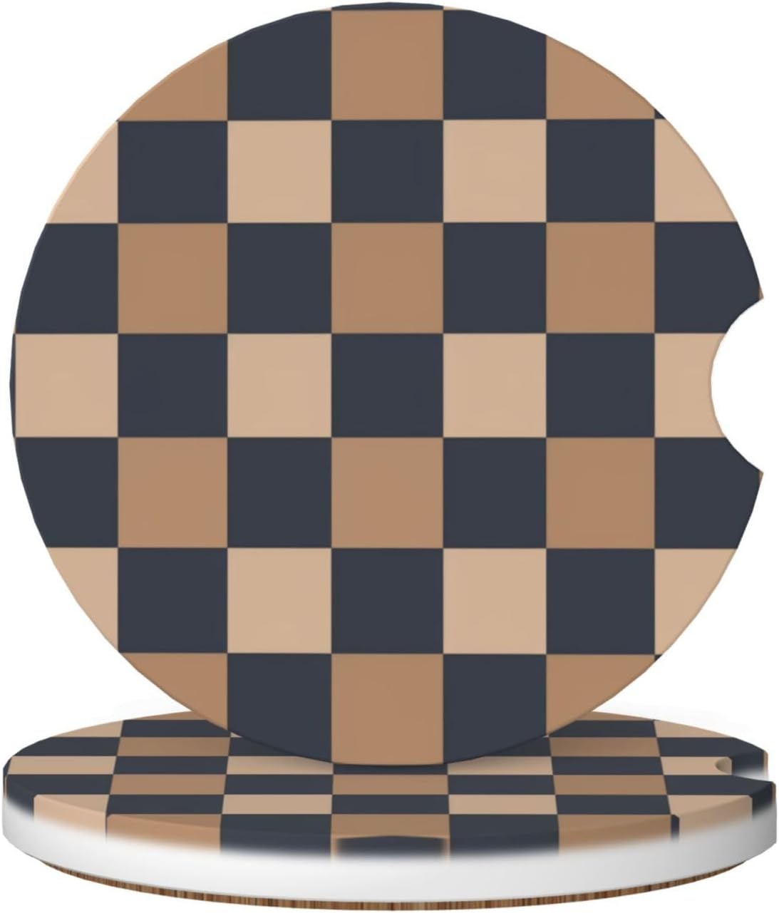 2pcs Car Cup Holder Coaster Car Coaster Brown Navy Checkered Absorbent Car Coaster Absorbent Drink Coaster for Car Decor Auto Accessories