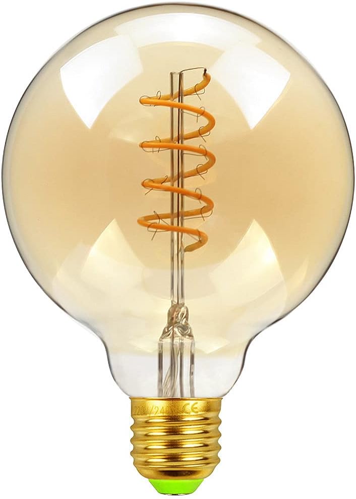 A19 Antique Flexible Spiral LED Filament Light Bulb, LED Decorative Light Bulb, 300Lm Dimmable 3W Equivalent to 30W, Warm White 2200K, E26 Base (A19)