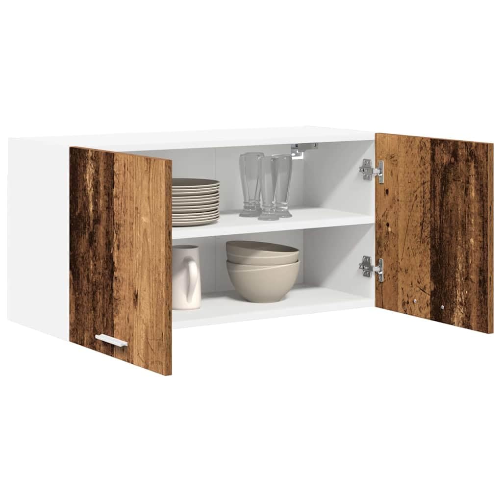 Szafka wisząca z materiału drewnopochodnego o wyglądzie starego drewna, 80 x 31 x 40 cm, z dużą ilością miejsca do przechowywania, 2 drzwi, nowoczesna szafka kuchenna do kuchni i jadalni