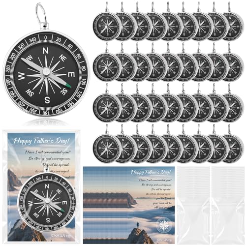 36 Set 24/36/48 Set Christian Gifts for Church Bulk Mini Nautical Compass with Religious Card Christian Compass Bible Verse Gift for Church Men Pastor Appreciation Encouragement Faith Gifts