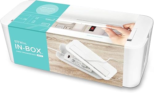 UT Wire In-Box - Caja de gestión de cables extragrande para protector de sobretensiones en el escritorio, color blanco