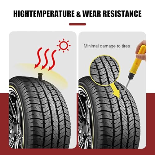 Image of 30 PCS Car Tire Repair Rubber Spike Kit, 0.2 inch x 0.47 inch + 0.26 inch x 0.59 inch Waterproof High Temperature Resistant Tire Tight Fit Seal Quick Repair Tool, Replacement Parts, for Cars (Black)