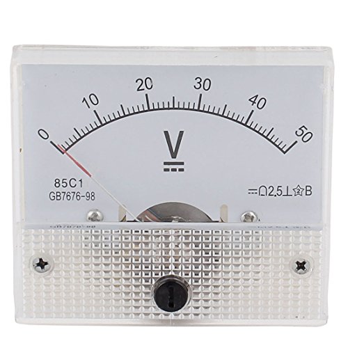 uxcell 85C1 Class 2.5 Accuracy DC 0-50V Analog Voltmeter Volt Meter White