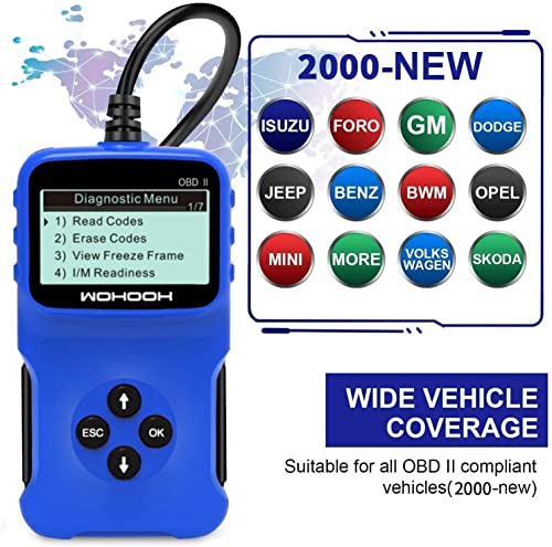 Foto von WOHOOH Obd2 Diagnosegerät, Vcds Auslesegerät Auto OBD II Carly Adapter,OBD Code Scanner für Allen Autos mit OBD2 / EOBD/CAN-Modi und 16-Pin OBDII-Schnittstelle,Unterstützung für 5 Sprachen