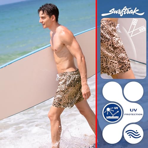 Swim Trunks Mens Bathing Suit 5 inch Inseam Compression Liner Beach Swim Shorts Lightweight Quick Dry Pockets4