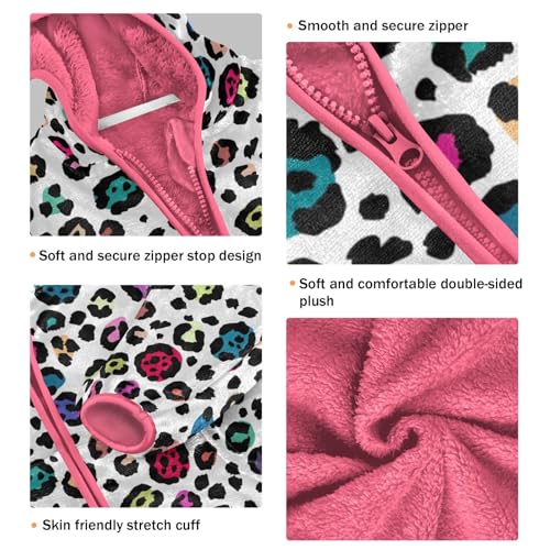 OTVEE Colorful Leopard Print Kids Hoodie Jacket Fall Spring Full Zip Warm Outwear Coat3