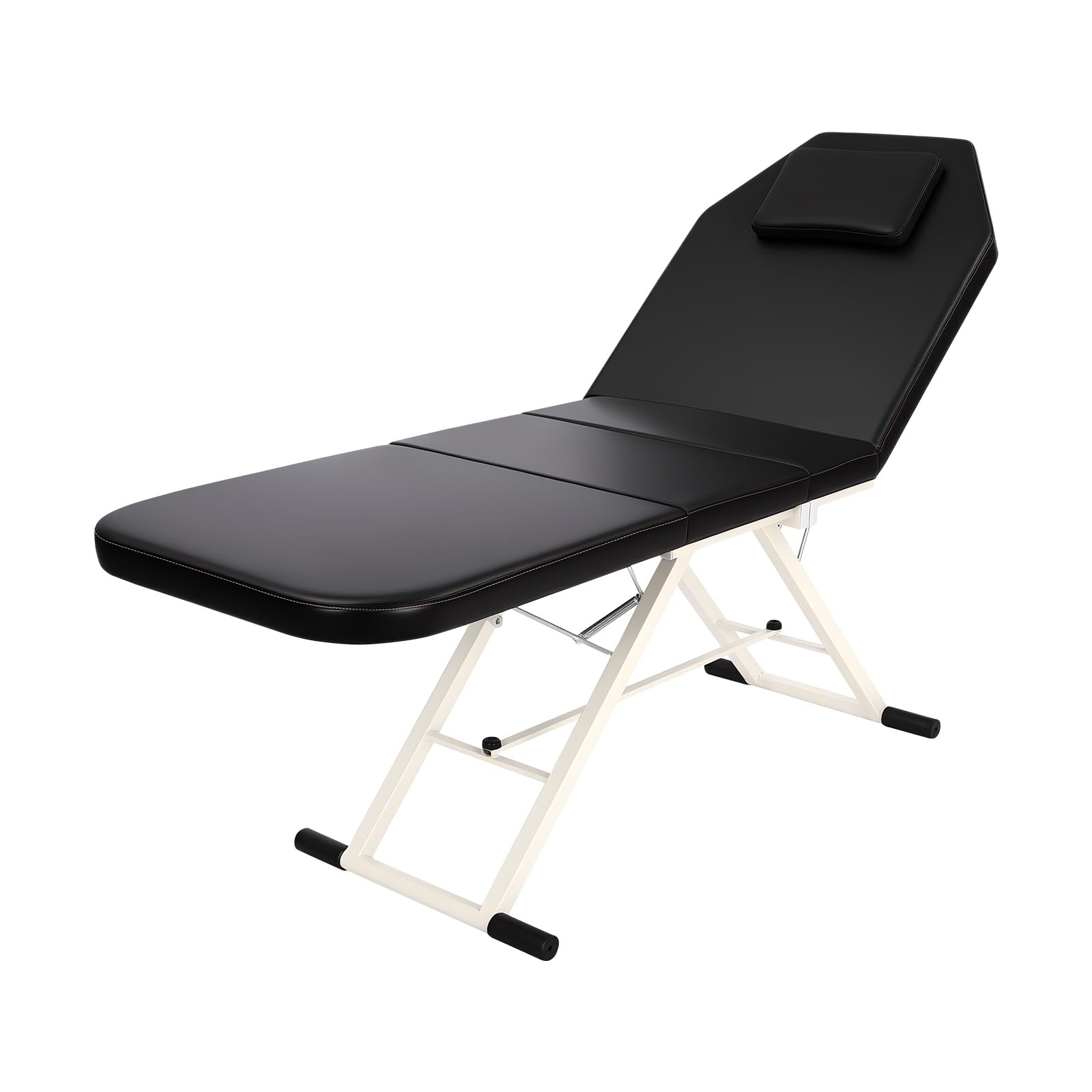 180 x 60 x 60CM 3 Zonen Mobile Klappbar Massageliege, 250KG Tragfähig Stahl Höhenverstellbar Massagetisch Kosmetikstuhl mit Kopfstütze PU Polster für Spa Salon Tattoo Schönheit (Schwarz)