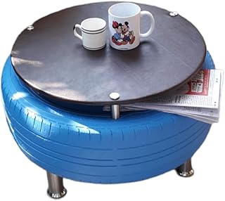 generic Rose Garden Art Present Rubber and Wood Modern Tyre Duplex Round Coffee Table with Nice Combination of Paint and rexin-picture-24