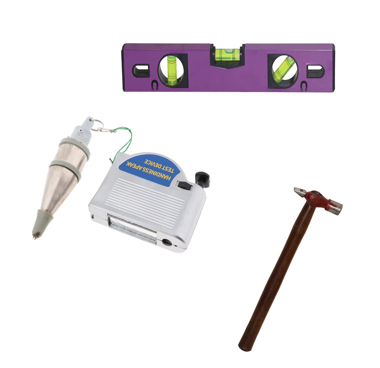Digital Craft Magnetic Plumb Bob with Retractable Line Reel – 400g 6M, Magnetic Base for Engineering & Construction, 200g Hammer & 12" Spirit Level (Purple)