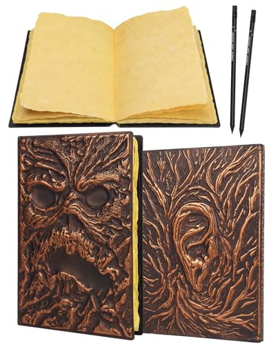 Necronomicon - Diario horror in finta pelle DND con 120 pagine di carta invecchiata, copertina 3D Undead e 2 matite, regalo gotico per DM, streghe, artisti e rituali di Halloween
