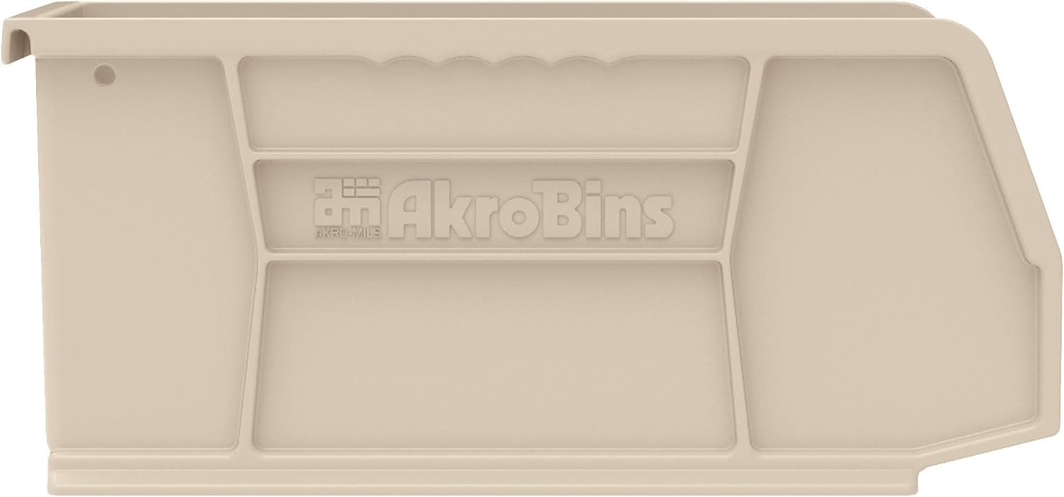 Akro-Mils 30230 AkroBins plastikowy wiszący organizer do przechowywania jeden na drugim, 28 x 13 cm x 13 cm, kamień, 12 sztuk