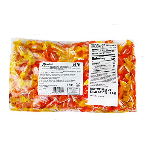 Sperlari "Spicchi" Citrus Orange & Lemon Hard Candy Bulk Bag, Individually Wrapped Italian Sweets, 1 Kg / 2.2 Lbs Bag (1-Pack) #TOP1