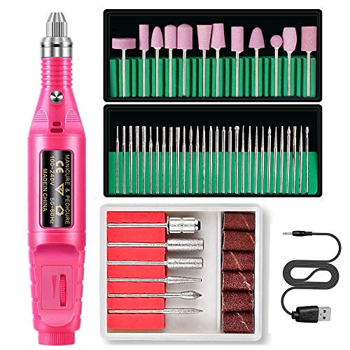 Electric Nail Drill,Nail Drills for Acrylic Nails,Nail File Nail Tips Manicure Pedicure Machine set,Professional Portable Electric Nail Kit, Pen Shape Finger Toe Nail Care,Pink (Red(C))