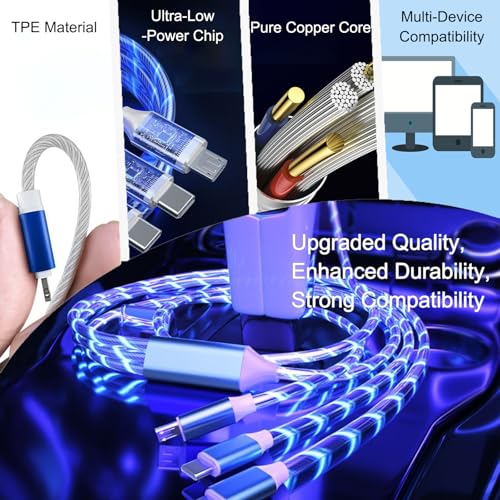 Image of 3-in-1 USB Charging Cable - Triple Port Type-C /Micro USB Fast Charger & Sync Cord for Smartphones, Tablets - Colorful & Compact