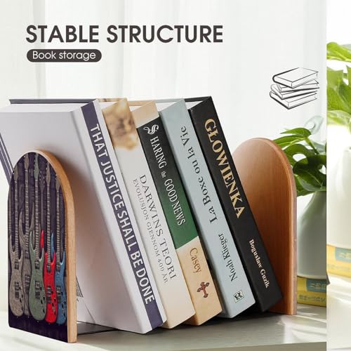 Sujetalibros de madera antideslizante para evitar caídas de libros en estantes 8