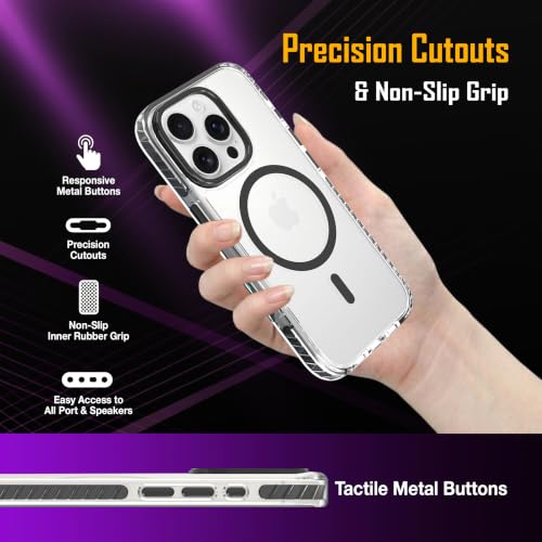 Image of Zapcase Crystal Clear Back case for iPhone 16 Pro | PC Back | TPU Bumper with Inner Rubber Grip | Metal Camera Guard Bezel | Metal Buttons | Scratch Resistant Cover | 2 Layer Edge Protection | Black