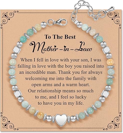 kedofa Mother in Law Bracelet Gifts for Women: Healing Natural Stone Beaded Bracelet & Crystal Energy Jewellery - Inspirational Mothers Day Christmas Birthday Present for Mother in Law Family