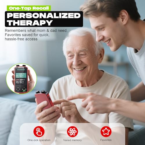 Image of TENS Unit Muscle Stimulator with Color Display,Dual Channel TENS EMS Machine with Customizable Frequency&Pulse Width,36 Modes,20 Intensity Levels,Rechargeable Pain Relief Device-Red(Button Layout B)
