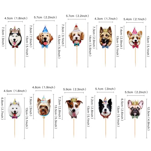 Blumomon 30 Stück Hunde Cupcake Topper, süße Hunde Welpengesichter, Kuchen Deckel, Party Dekorationen für Hunde Welpen Motto Party, Kindergeburtstag, Babyparty, Partyzubehör