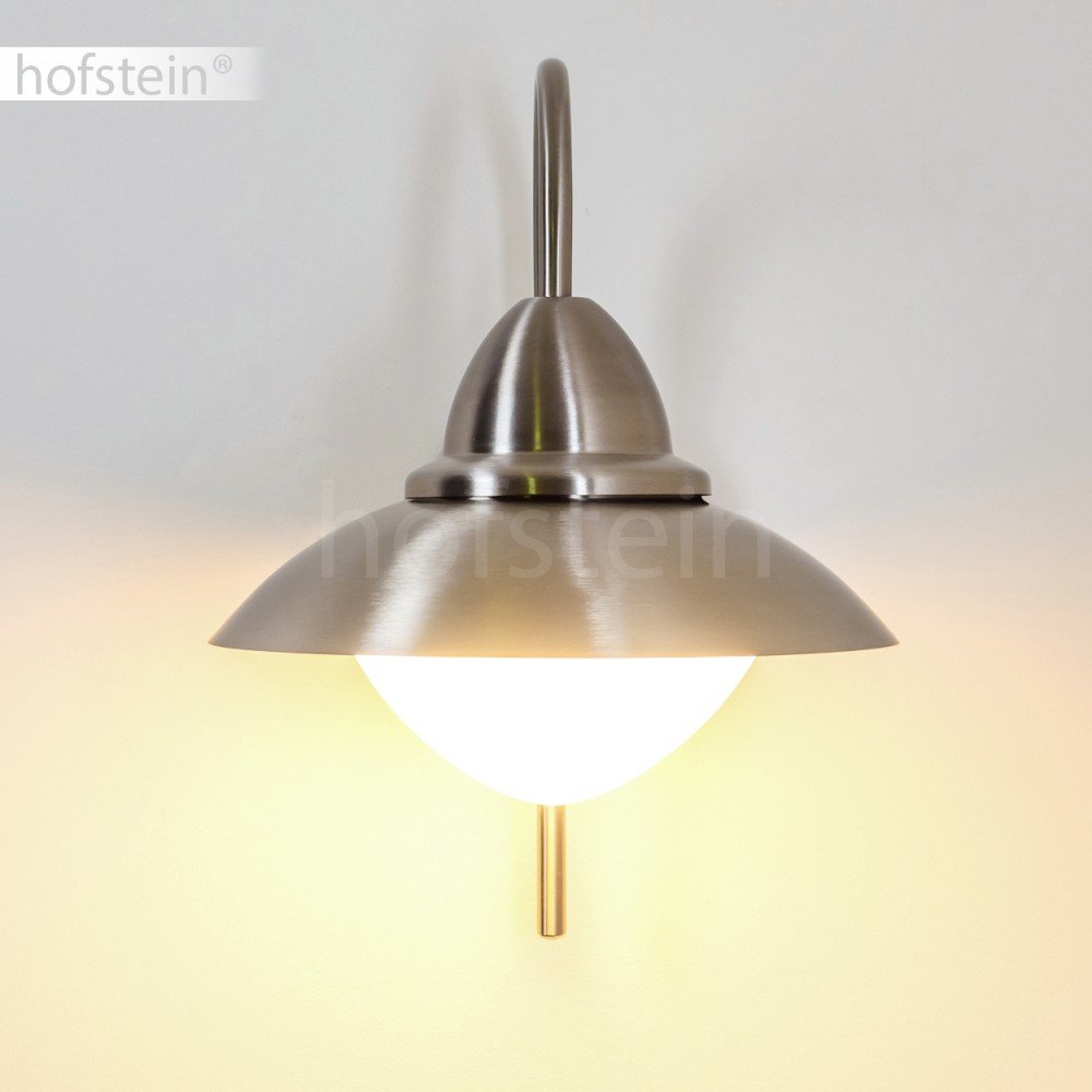 HOFSTEIN Außenwandleuchte Gielas, Außenwandlampe aus Metall/Milchglas in Edelstahl/Weiß, Wandleuchte Down außen im modernen Design, E27, IP44, Hof, Eingangsbereich, Terrasse, Haustür