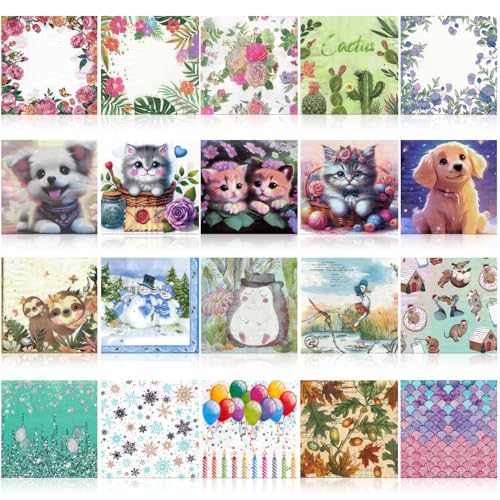 20 Pcs Assorted Decorative Napkins for Decoupage Paper Napkins Cute Animal Cocktail Napkins Print Tissue Paper for DIY Crafts, Kids Birthday Gifts, Card Making, Room Decor 20 Styles,6.5x6.5 inch (04) 20 Pcs Assorted Decorative Napkins for Decoupage Paper Napkins Cute Animal Cocktail Napkins Print Tissue Paper for DIY Crafts, Kids Birthday Gifts, Card Making, Room Decor 20 Styles,6.5x6.5 inch (04)
