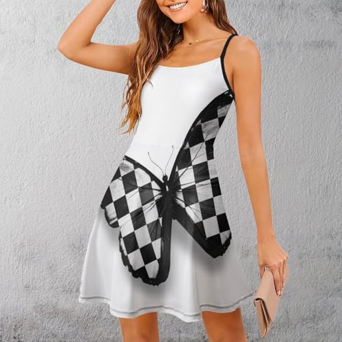 Robe d'été à bretelles papillon en plaid confortable - 3
