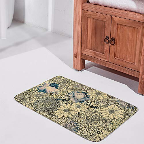 Tapis de bain floral 91x61 cm Ruchen grand format velours corail beige - 3