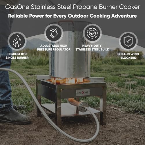 Gas One B-5308S Stainless Steel Propane Burner w/ Regulator