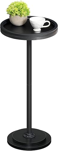 HOOBRO Mesa auxiliar redonda pequeña, mesa de bebidas, mesa de café Martini con acento de pedestal para espacios pequeños en sala de estar,
