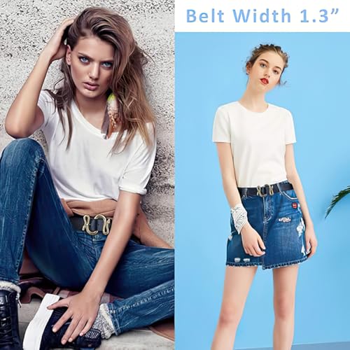 Belts for Women,Women Fashion Leather Belt for Dress with Snake Belt Buckle2