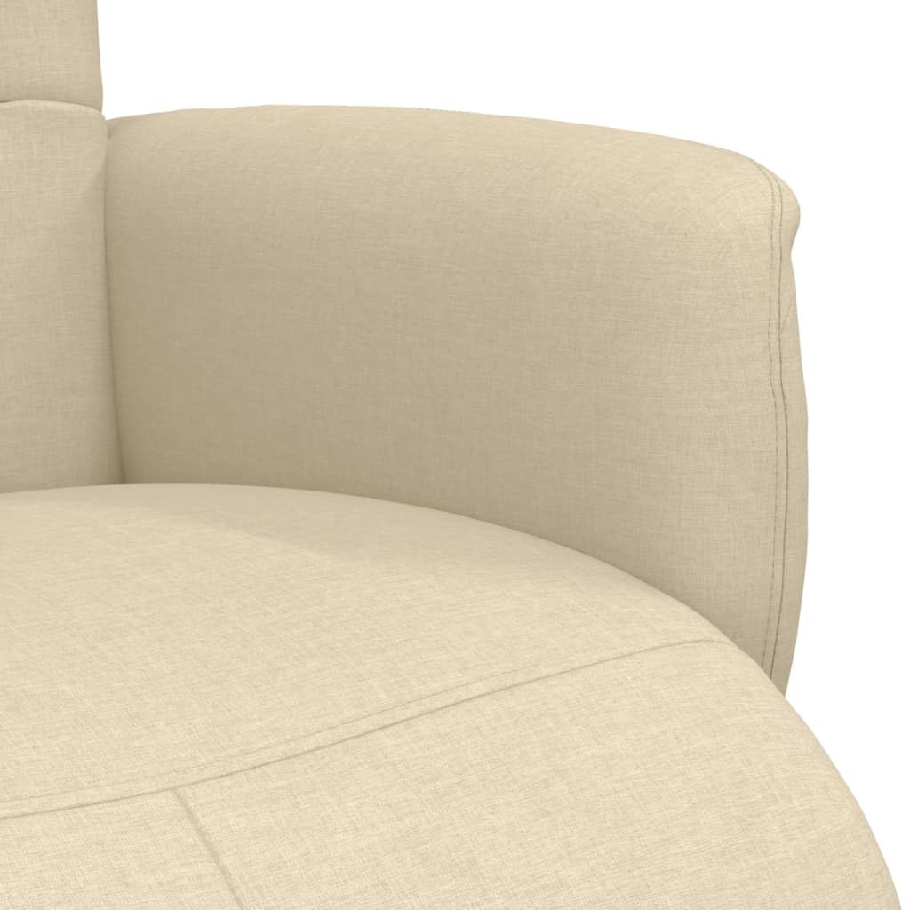 Fotel relaksacyjny z podnóżkiem, kremowy, 71 x 84 x 105 cm, obrotowy, regulowany, z tapicerowanym siedziskiem i podłokietnikami, ergonomiczny, do salonu, biura, czytania, relaksu i wellness