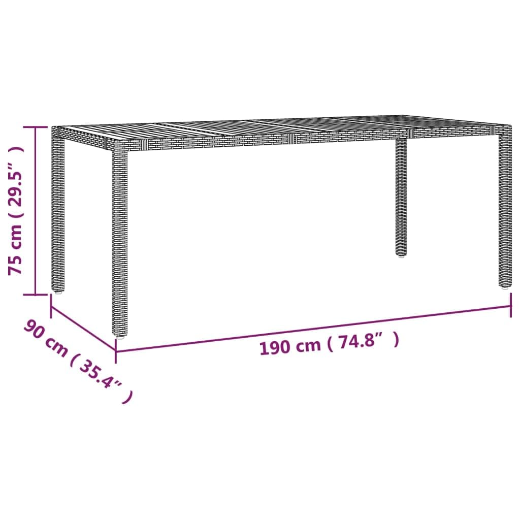 vidaXL Table de Jardin en Bois Gris Résine tressée Acacia, Meubles d'extérieur, Table à Manger