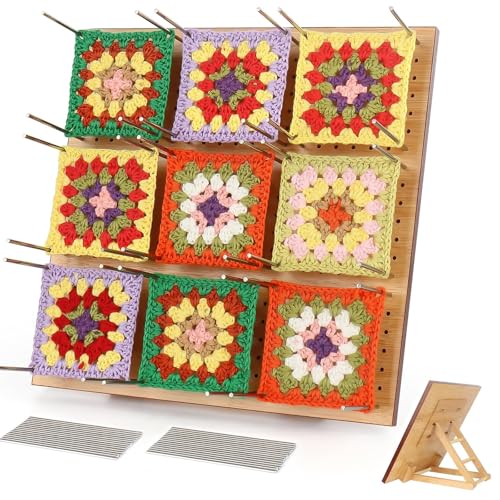 Coopay Granny Square Spanner Planche 29 x 29 cm avec béquille réglable et 30 bâtons en bois pour...