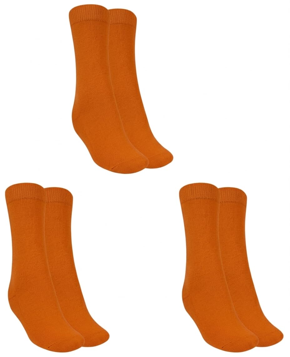 MUKHAKSH (Pack of 3 Pairs Girls Kids Cotton Comfortable Mid Calf Length School Socks, Girls Calf Length Long School Socks