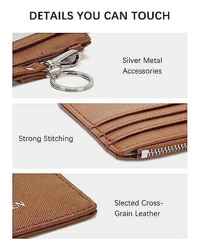 Image of BOSTANTEN Small Wallet For Women RFID Leather Credit Card Holder Slim Wristlet Keychain Wallet With Zipper Pocket