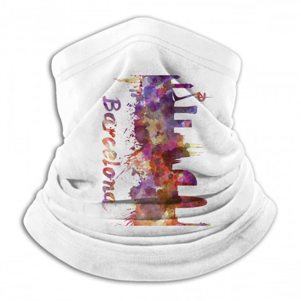 no/no Barcelona Spain City Watercolor Neck Gaiter Warmer Scarf Outdoor Sports