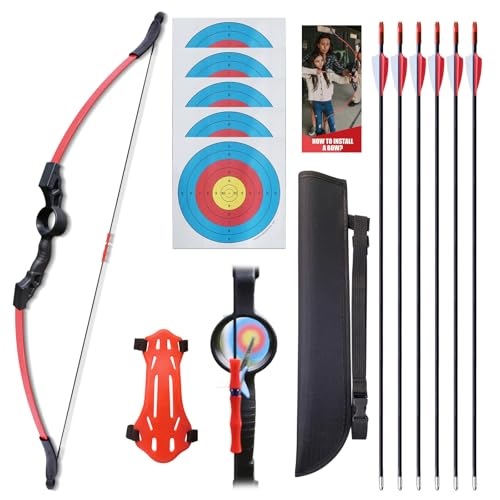 45' Kid Bow and Arrows Sets for Kids 8-12 & Youths & Teen. Archery Set for Kids & Adlut Beginner. Toy Recurve Bow and Arrow Set Left & Right Hands Outdoor Sports for Backyard Games & Training