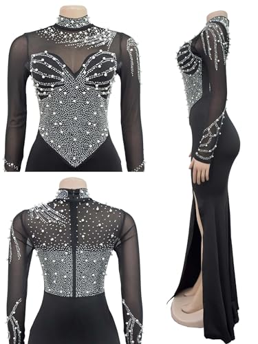 Image of Women's Sequin Prom Dress Evening Gowns for Formal Events | Elegant Sparkly Rhinestone Long Maxi Dresses for Formal Party,Gala,Wedding Guest,Fully Lined,Stretchy,Side Slit