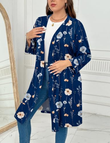 Image of Ekouaer Women Plus Size Robe Knee Length Lightweight Bathrobe Short Kimono Robes with Pockets Maternity Robe