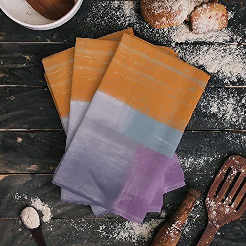 Museday Kitchen Towels Dishcloths Set Of 2, Abstract Oil Painting Geometric Yellow Orange Purple Grey Matching Absorbent Dish Towels Dish Cloths For Drying Kitchen Hand Towels Decorative Tea Towels #TOP1