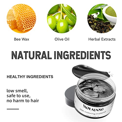 Black Temporary Hair Color Wax, Sovoncare Hair Dye Wax 4.23 Oz Pomades Natural Hairstyle Cream For Men & Women Party Cosplay Halloween Date (Black) #TOP3