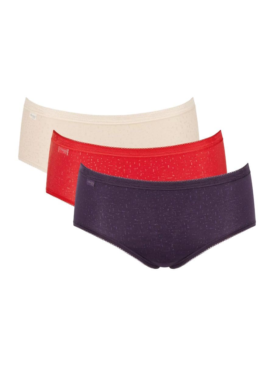 Sloggi Basic+ Midi 3 Pack Briefs Nude/Red/Purple Red XL - 16