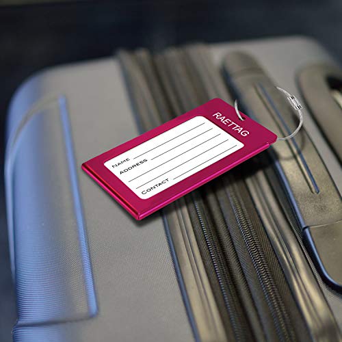 Image of Luggage Tags Metal Suitcase Tags Travel Bag ID Identifier Luggage Tag (Red 2-Pack)