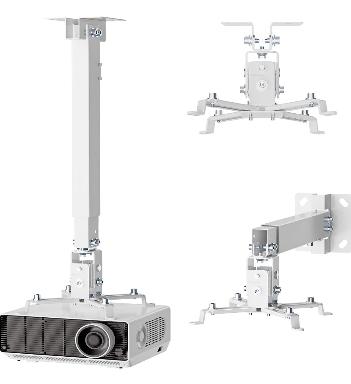 MAXXION SRB Adjustable Projector Ceiling Mount Stand | 16 to 25 Inch (1–2 Feet) Extendable Bracket | Universal Tilt, Swivel & Rotate Wall/Ceiling Projector Mount | Heavy‑Duty Metal Frame