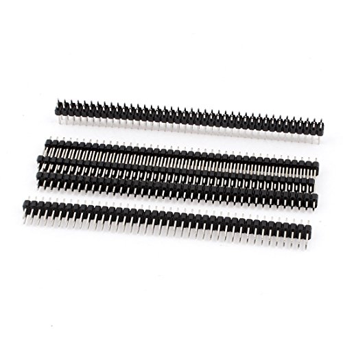 uxcell 5 Pcs 2x40 80 Pin 2.54 mm Double Row Straight Male PBC Pin Header Strip
