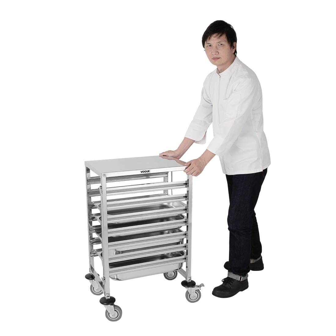 Vogue Gastronorm de acero inoxidable gg498 estantería de carrito, 7 nivel