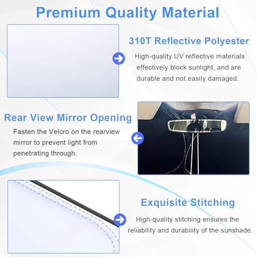Image of PIMCAR Windshield Sun Shade for 2015-2025 2026 Ford Edge SUV, Premium 310T Reflective Polyester, Foldable Heat Blocker-Beat Summer Heat & Keep Interior Cool