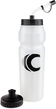 Cannon Sports 1 Liter Sports Water Bottle, BPA-Free, 34 Oz Capacity, Large Mouth, 2 lids Straw and Squeeze, Great For Helmet Sports Such As Hockey, Lacrosse, Football, Boxing Clear