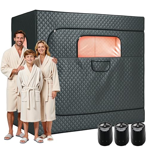 Albott 3 Person Steam Sauna for Home, Portable Sauna Tent with 3L 1500W Steamer, Extra Large Size...